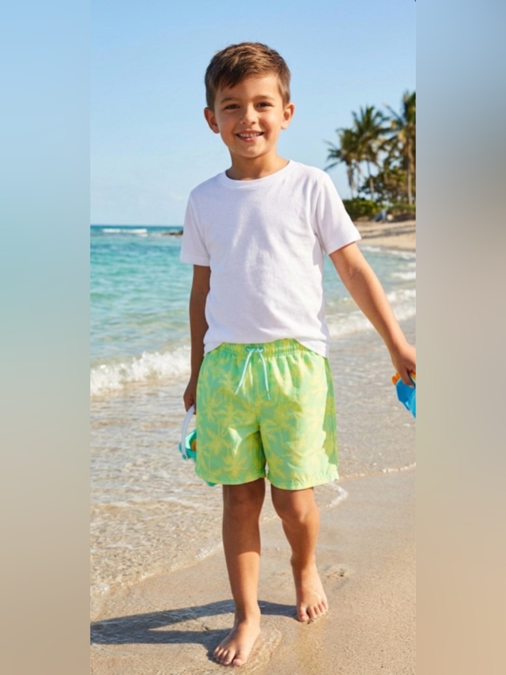 H&M Lime Green Tropical Swim Trunks
